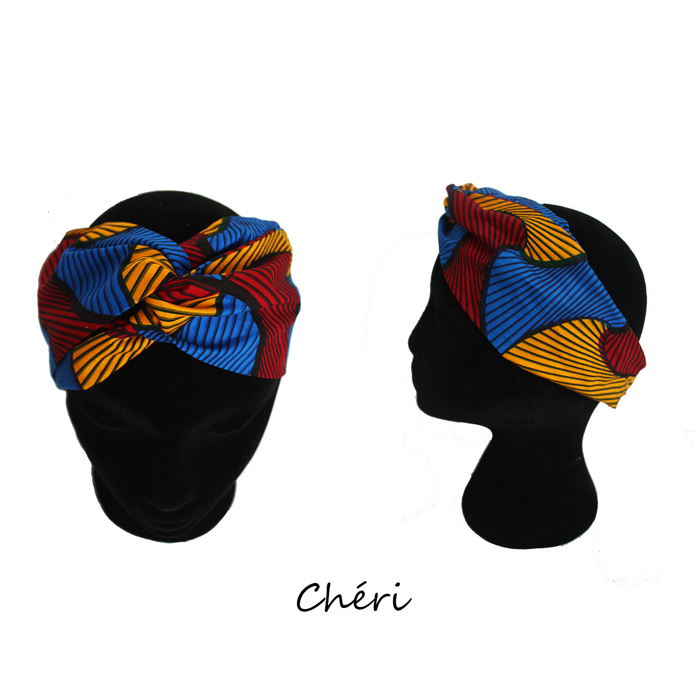 Bandeau africain noeud headband fleurs jaunes