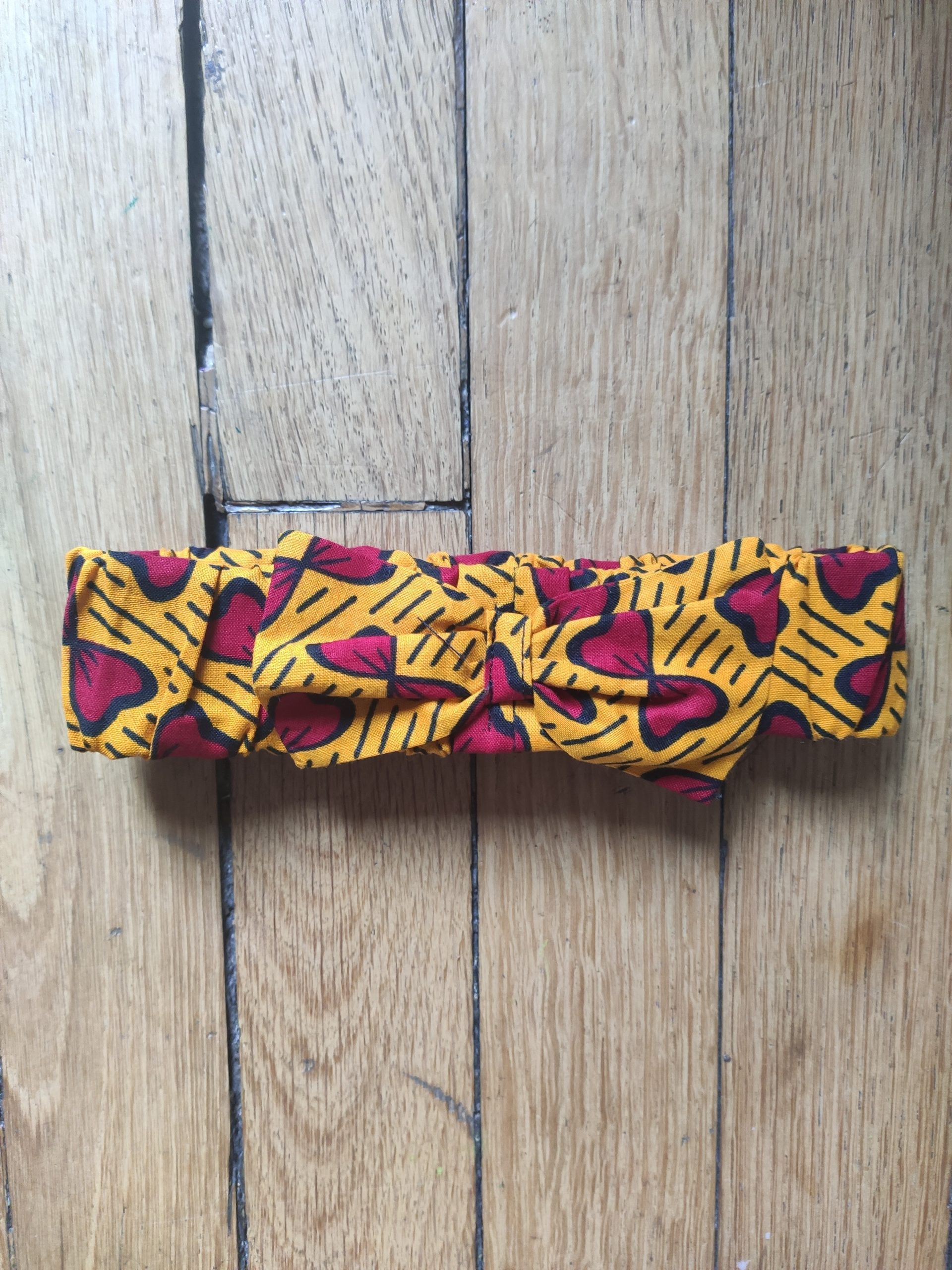 Bandeau En Wax Indigo Avec Nœud Fleur - Fabriqué Au Togo, 100% Coton, Pour Femme, Neuf Sans étiquette