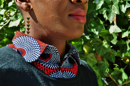 plastron wax kipé rouge et bleu pour femme