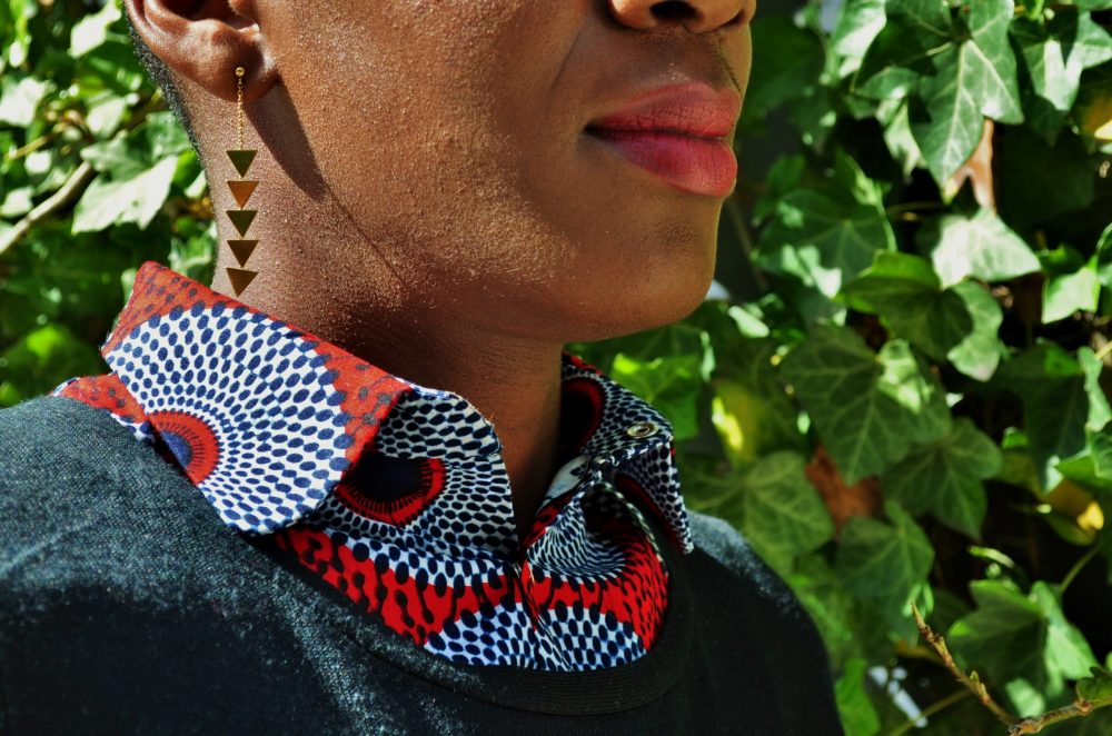 plastron wax kipé rouge et bleu pour femme