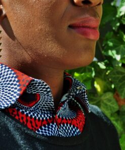 plastron wax kipé rouge et bleu pour femme