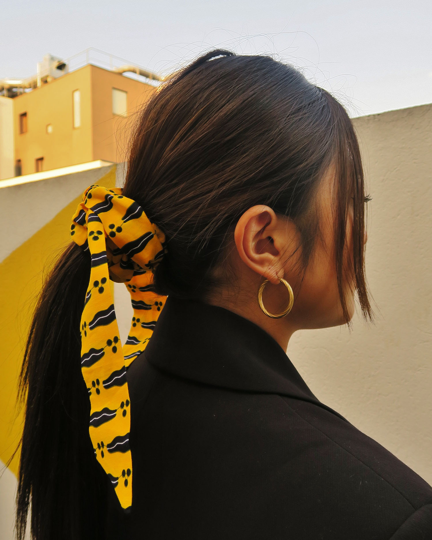 Chouchou Cheveux Bunny Wrap - Accessoire Wax Africain Ethnique Kawaii - Multicolore Coton